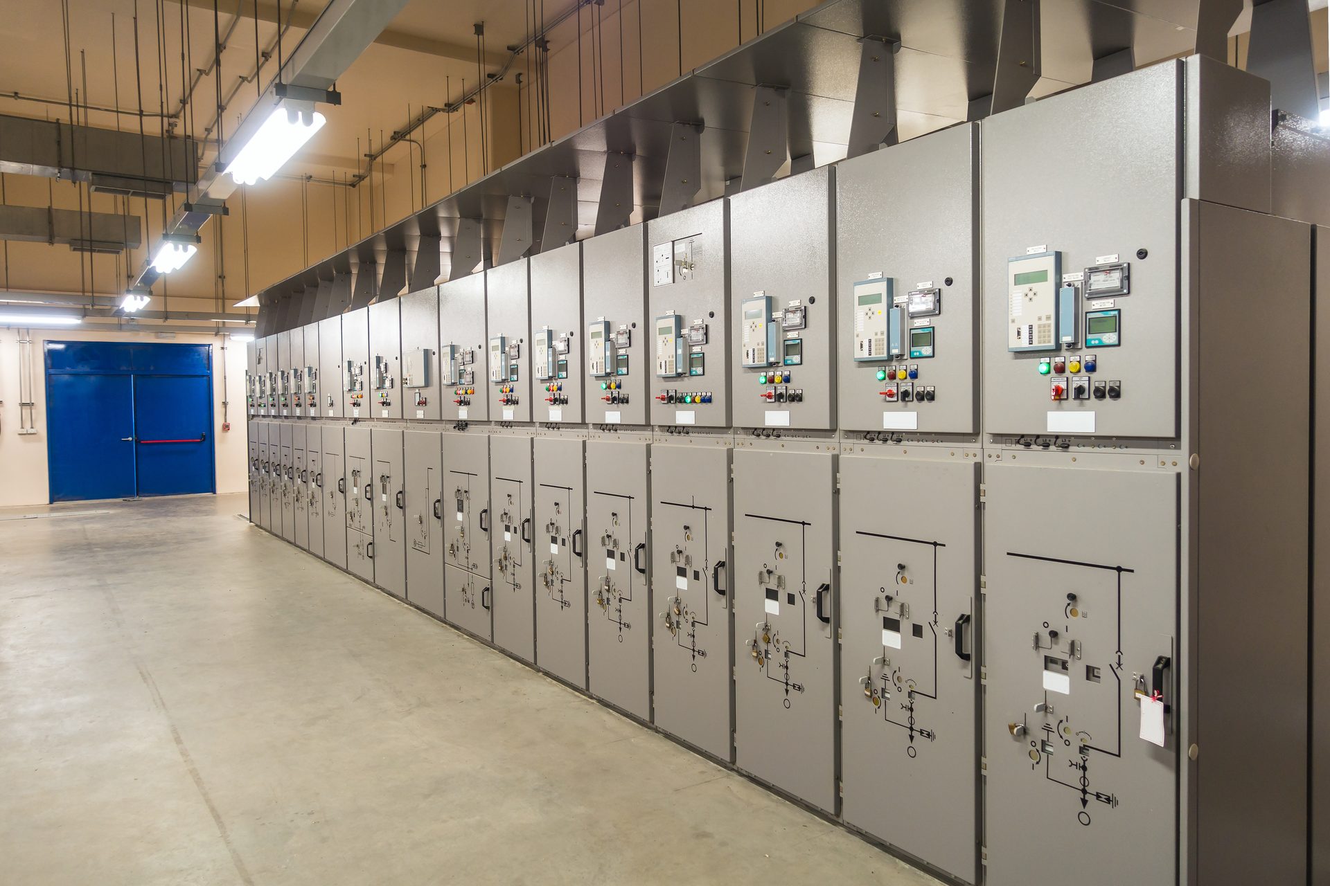 Engineered switchgear panels in a power systems facility